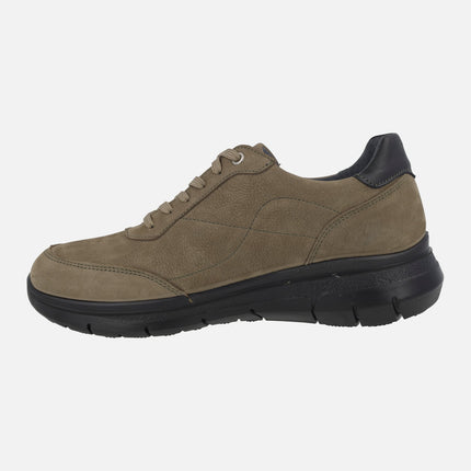 Zapatos deportivos con cordones para hombre en nobuck taupe Waterproof