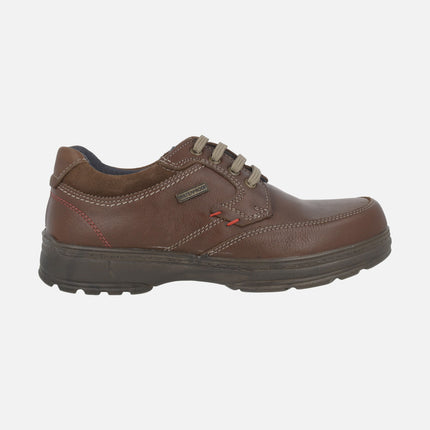 Brown leather shoes with laces and Waterproof membrane