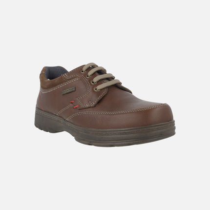 Brown leather shoes with laces and Waterproof membrane