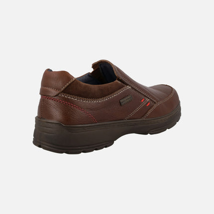 Mocasines marrones de piel con elásticos y membrana Waterproof