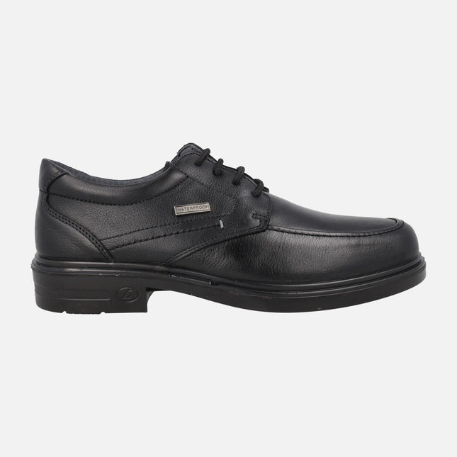 Zapatos negros de piel con cordones y membrana Waterproof