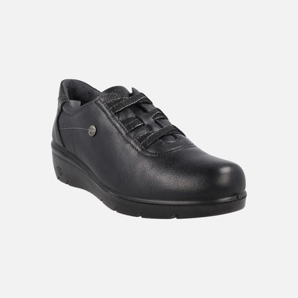 Zapatos confort de piel para mujer con cordones elásticos