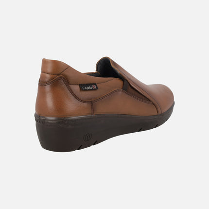 Mocasines confort de piel con elásticos en bicolor