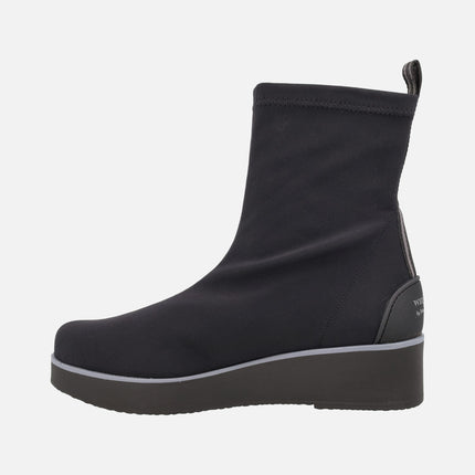 Botines Burano de tejido elástico negro con Water repellent