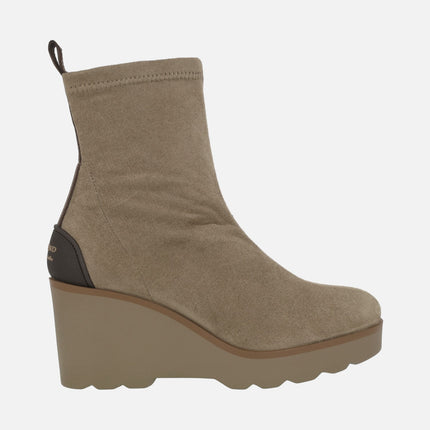 Botines de cuña Hita en tejido elástico ante strech taupe