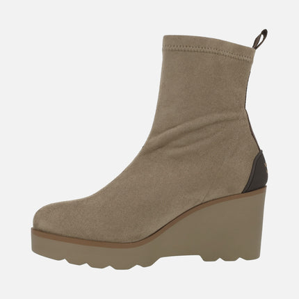 Botines de cuña Hita en tejido elástico ante strech taupe