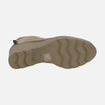 Botines de cuña Hita en tejido elástico ante strech taupe