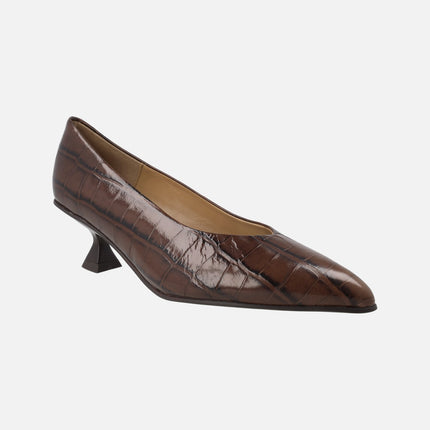 Zapatos de tacón Slatina en piel grabada coco