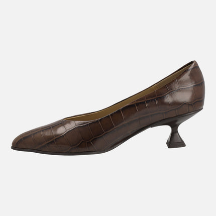 Zapatos de tacón Slatina en piel grabada coco