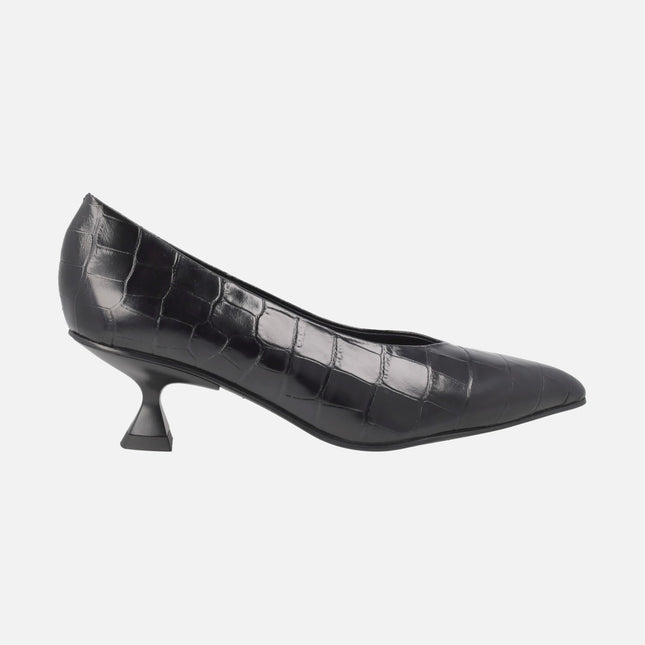 Zapatos de tacón Slatina en piel grabada coco