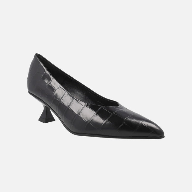 Zapatos de tacón Slatina en piel grabada coco