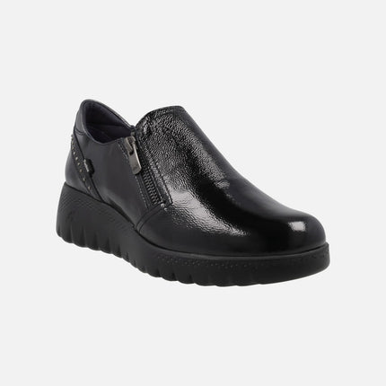 Zapatos confort Live en charol negro para mujer