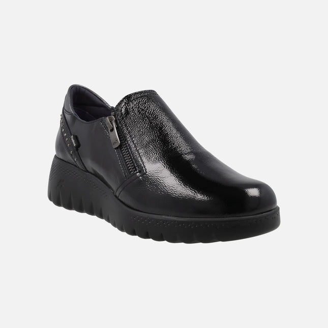 Zapatos confort Live en charol negro para mujer