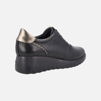 Deportivos negros de piel con cordones elásticos Live