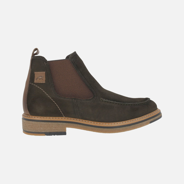 Botines Kasper en piel serraje con elástico y cremallera para hombre