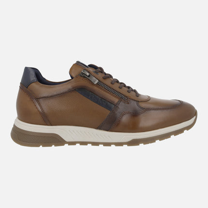 Deportivos de piel Louis para hombre con cordones y cremallera lateral