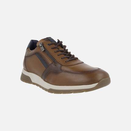 Deportivos de piel Louis para hombre con cordones y cremallera lateral