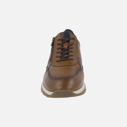 Deportivos de piel Louis para hombre con cordones y cremallera lateral