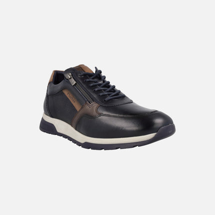 Deportivos de piel Louis para hombre con cordones y cremallera lateral