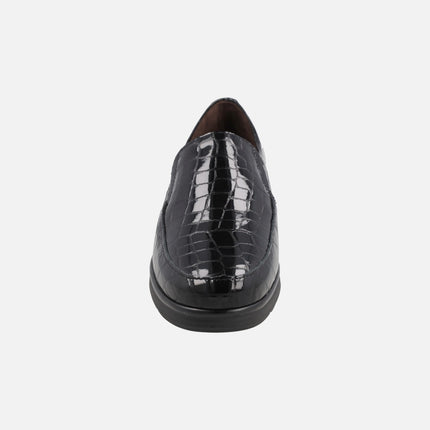 Mocasines confort en piel coco charol