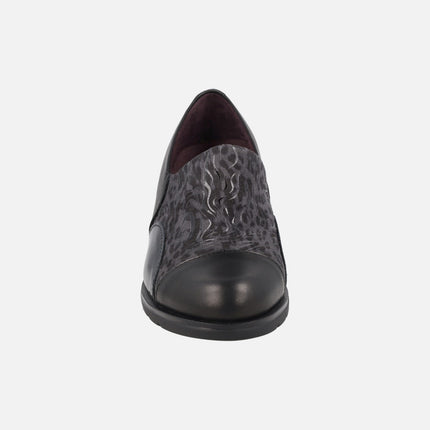 Zapatos confort multi material negros con tacón medio