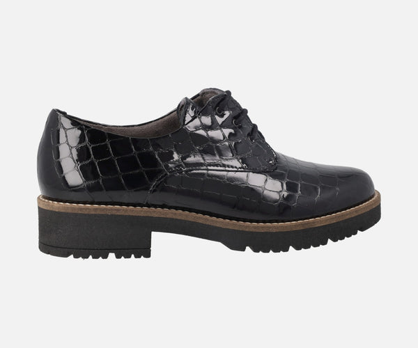 Zapatos negros de cordones en piel coco charol – Zapaterías Cortés