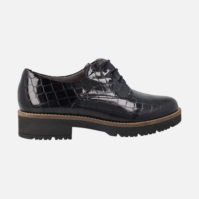 Zapatos negros de cordones en piel coco charol