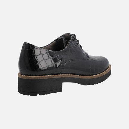 Zapatos negros de cordones en piel coco charol