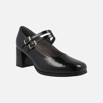 Zapatos de tacón corte salón con doble pulsera