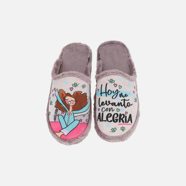 Zapatillas descalzas para mujer con frase Hoy me Levanto con alegría