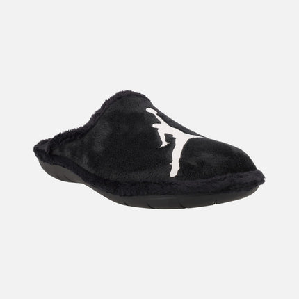 Zapatillas de casa para hombre en tejido negro con logo Jordan