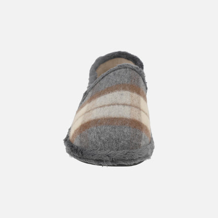 Zapatillas de casa cerradas para hombre en tejido a cuadros