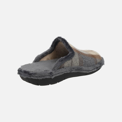 Zapatillas de casa descalzas para hombre en tejido a cruadros
