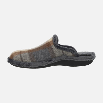 Zapatillas de casa descalzas para hombre en tejido a cruadros