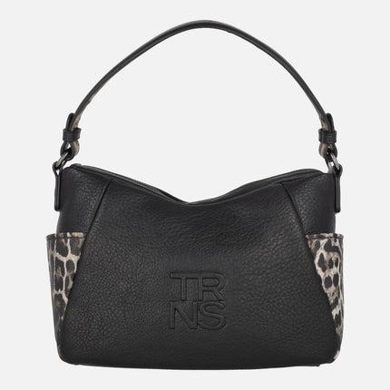 Bolsos en combinado negro y leopardo con doble asa