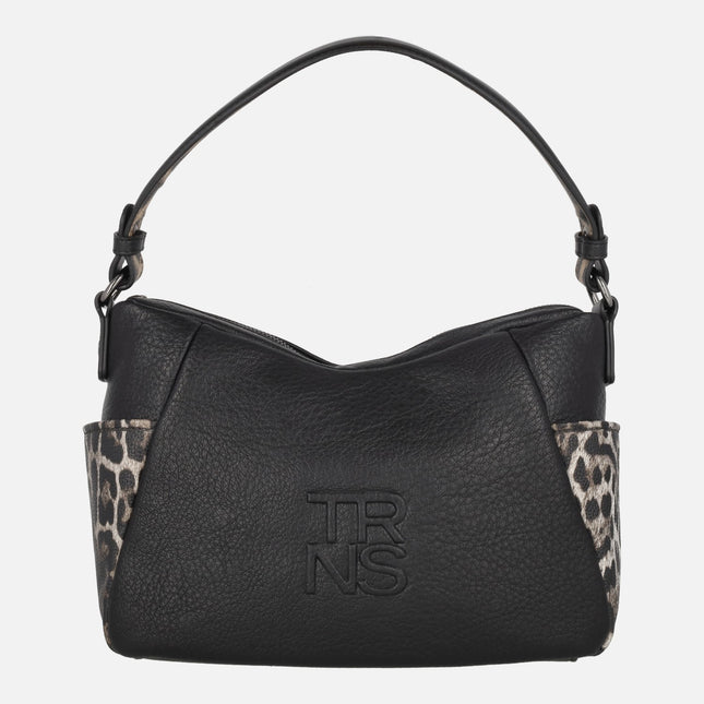 Bolsos en combinado negro y leopardo con doble asa