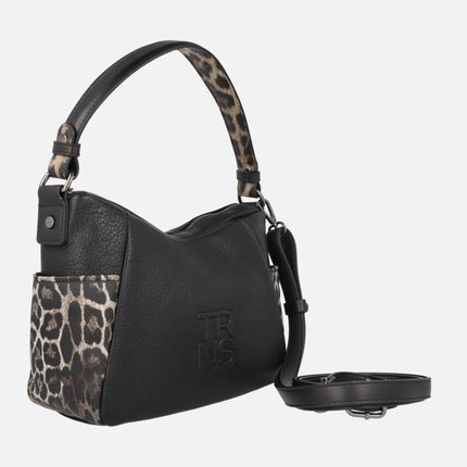 Bolsos en combinado negro y leopardo con doble asa