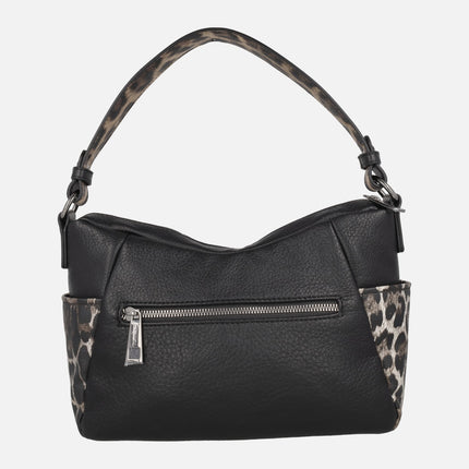 Bolsos en combinado negro y leopardo con doble asa