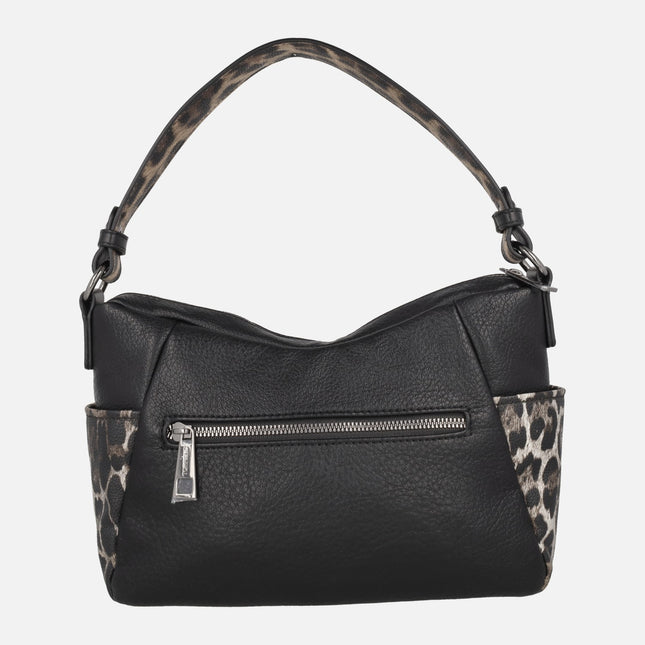 Bolsos en combinado negro y leopardo con doble asa