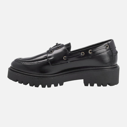 Zapatos Náuticos en florentik negro con piso track
