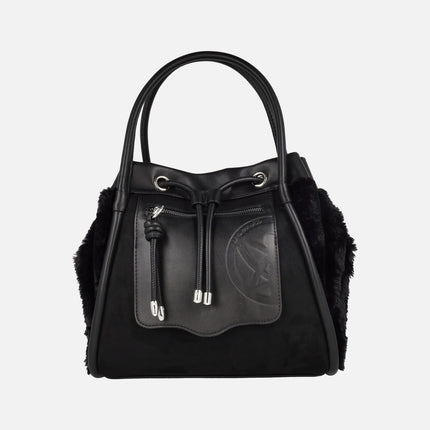 Bolsos de hombro con laterales en pelo suave y asa bandolera