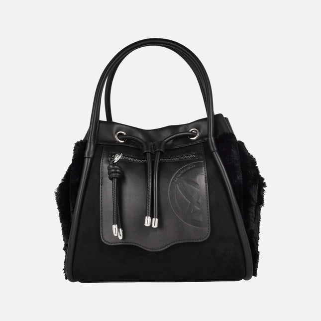 Bolsos de hombro con laterales en pelo suave y asa bandolera