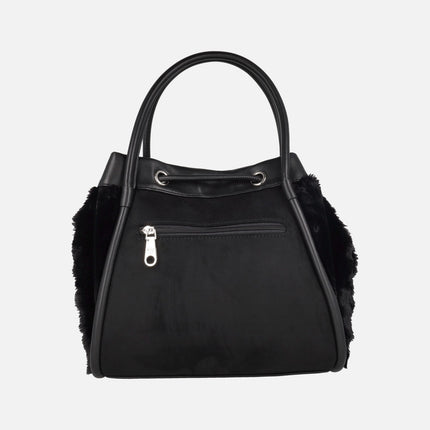 Bolsos de hombro con laterales en pelo suave y asa bandolera