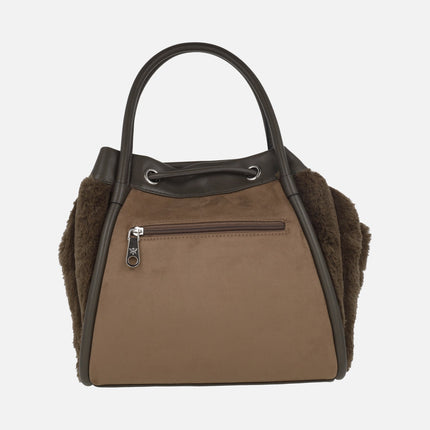 Bolsos de hombro con laterales en pelo suave y asa bandolera