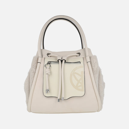 Bolsos de hombro con laterales en pelo suave y asa bandolera