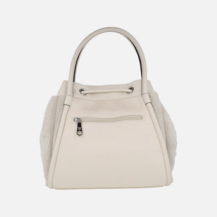 Bolsos de hombro con laterales en pelo suave y asa bandolera