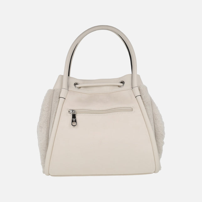 Bolsos de hombro con laterales en pelo suave y asa bandolera