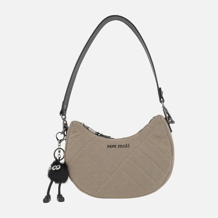 Hobo-style quilted fabric bags with pompom decoration