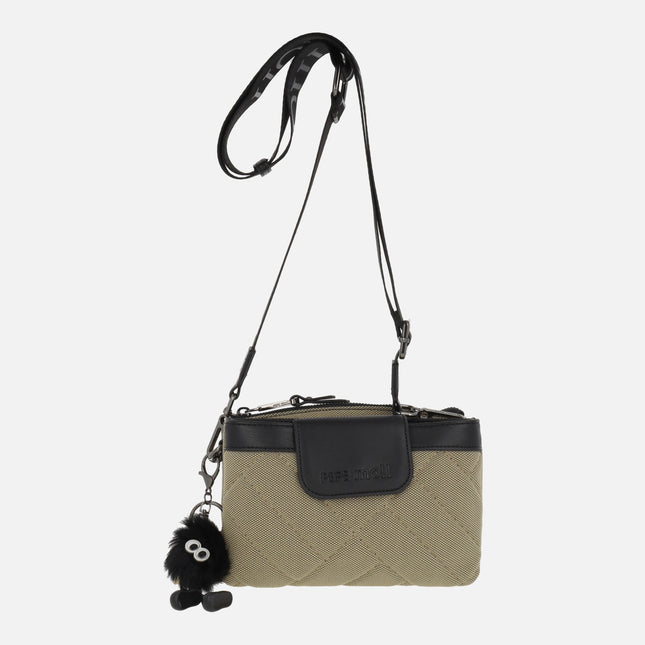 Bolsos bandolera con diseño acolchado y adorno de pompón