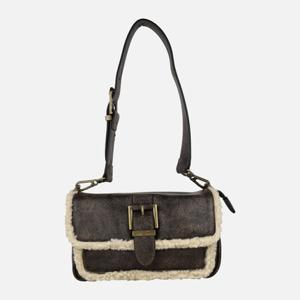 Bolsos doble posición hombro/bandolera con detalles en borreguillo